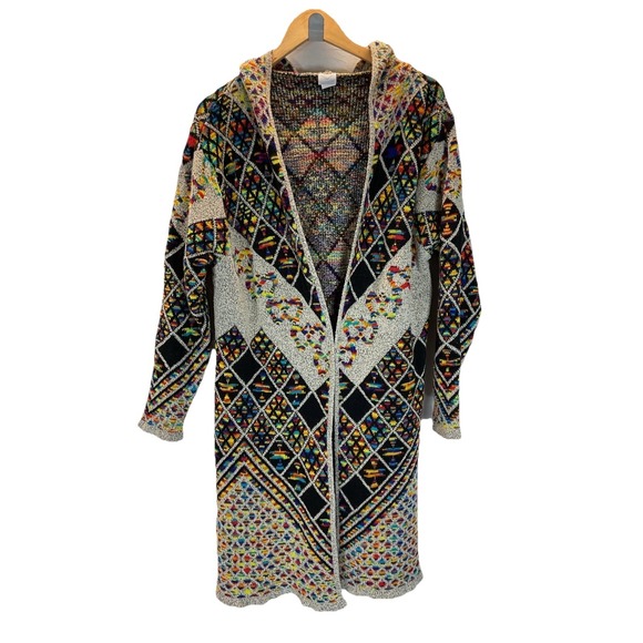 Northern Angel Anthropologie Duster Cardigan 1X Colorful Aztec Boho Hooded - Picture 1 of 9